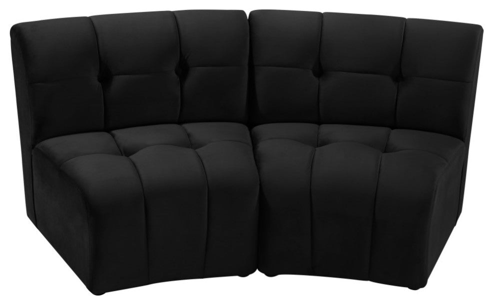 Limitless Velvet Upholstered 2-Piece Modular Sectional, Black
