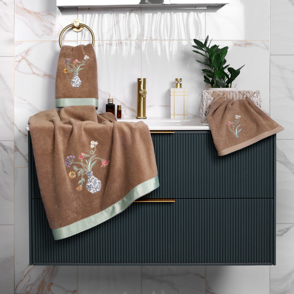 Linum Home Textiles 100% Turkish Cotton STELLA 2PC Embellished Hand Towel Set