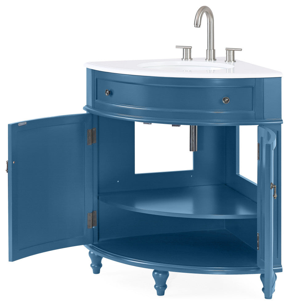 24" Triadsville Cottage Style Teal  Blue Bathroom Sink Vanity
