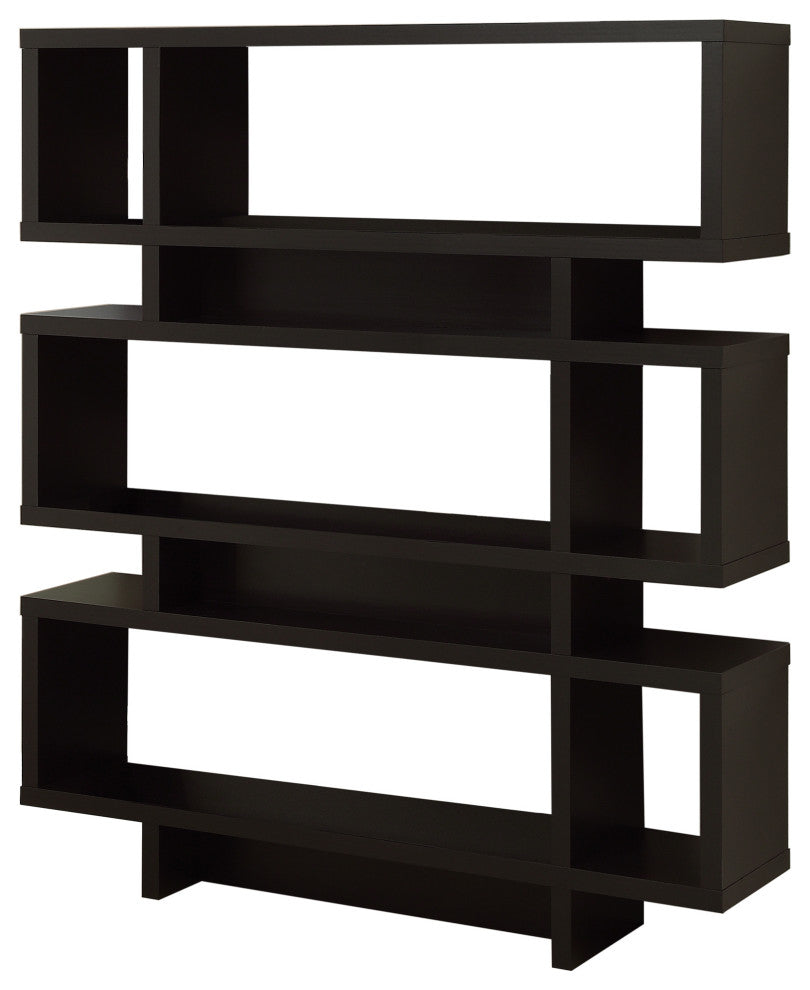 Modern 55"H Cappuccino Finish Hollow Core Bookcase