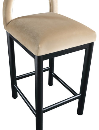 Conrad Upholstered Bar and Counter Stool, Beige, Velvet, Black