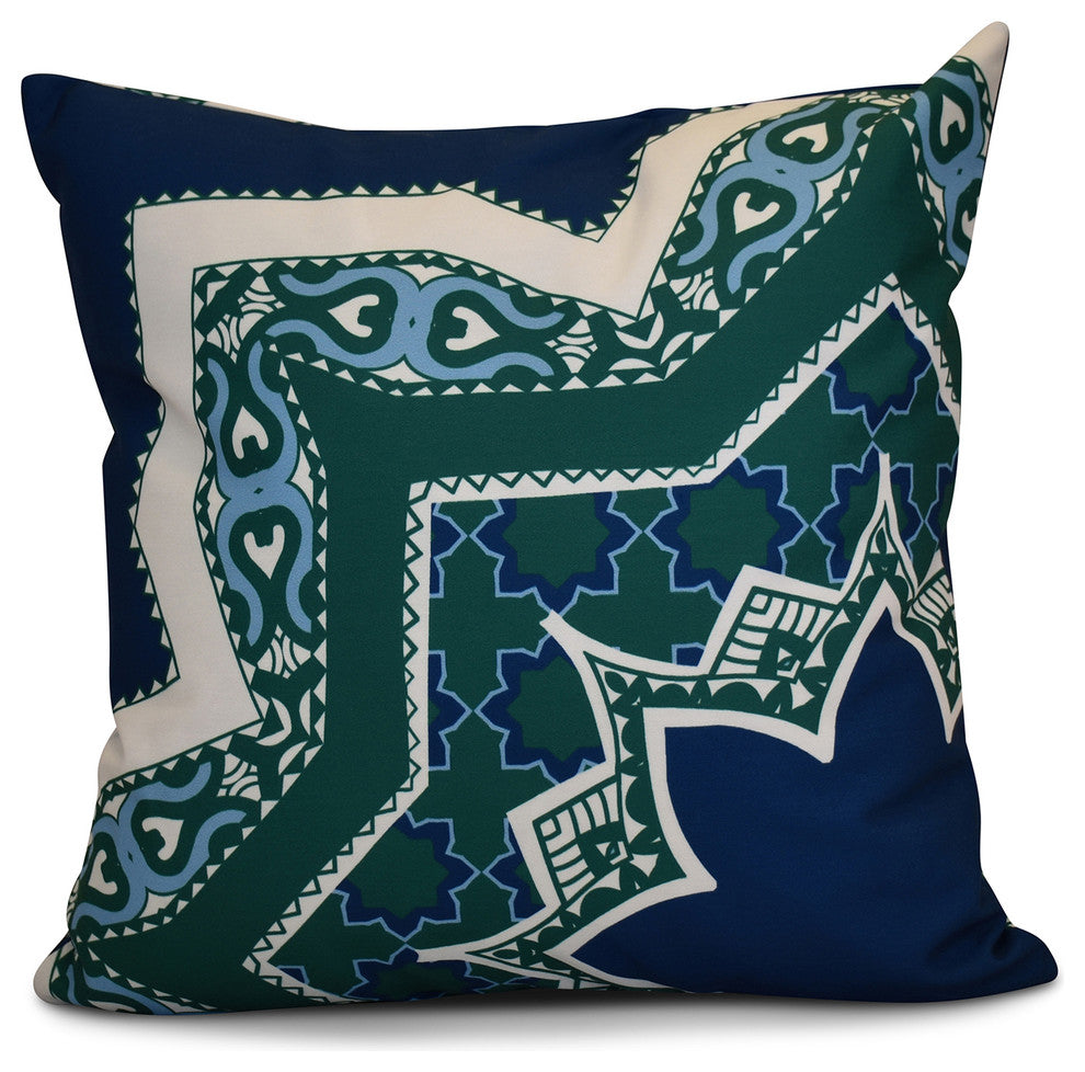 Rising Star Geometric Print Pillow, Navy Blue, 26"x26"