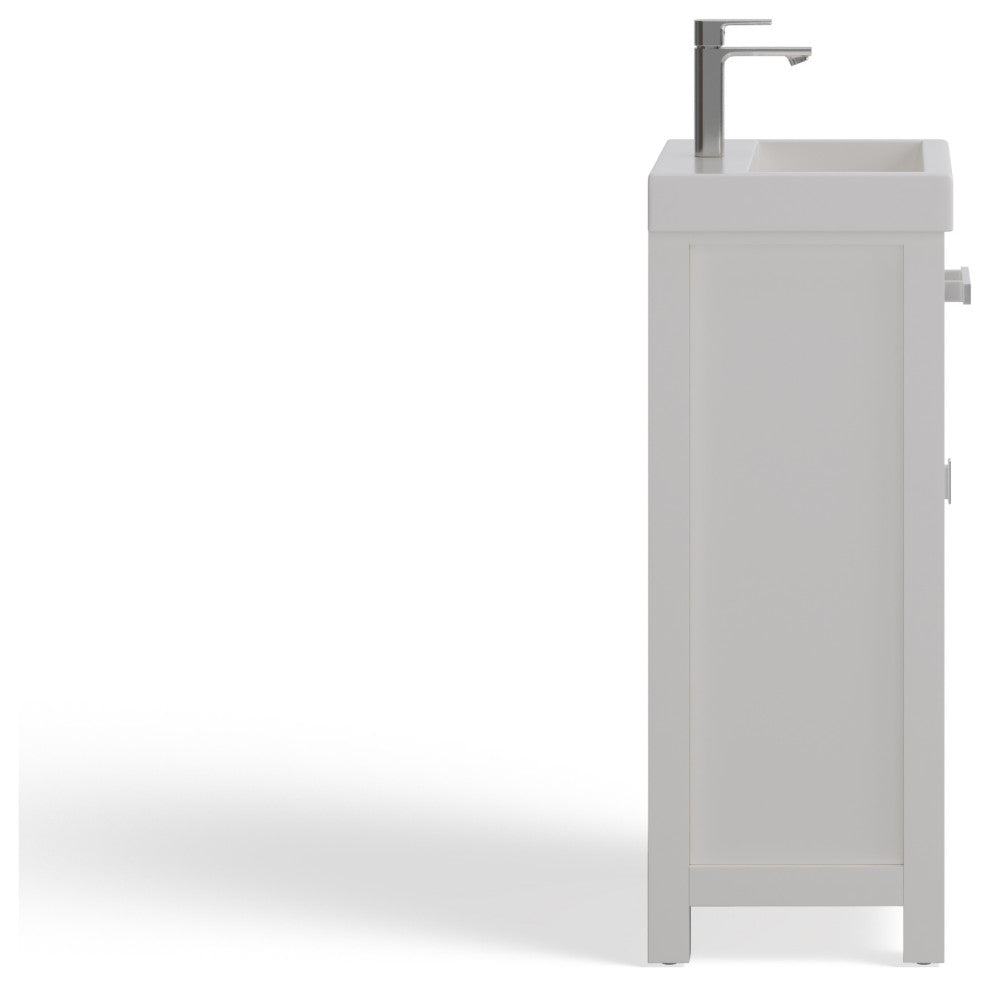 The Haven Bathroom Vanity, White, 18", Single Sink, Freestanding