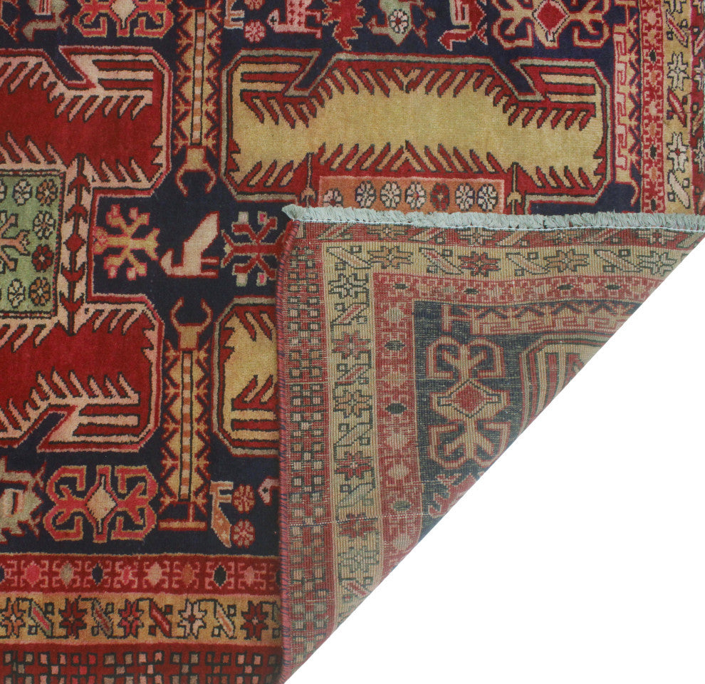 Fine Vintage Distressed Ervin Red/Navy Runner, 3'5x9'8