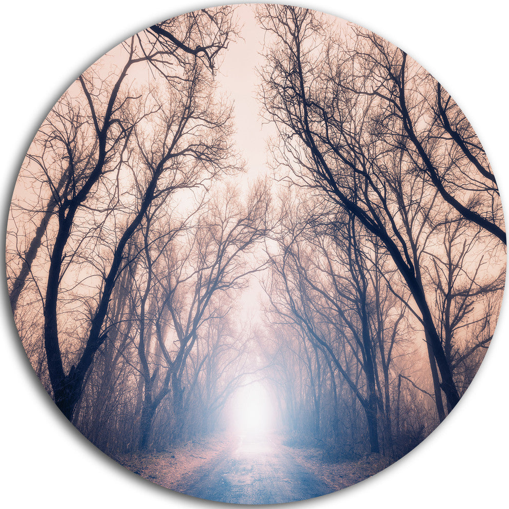 Mysterious Sunlight In Forest, Landscape Photo Round Wall Art, 23"