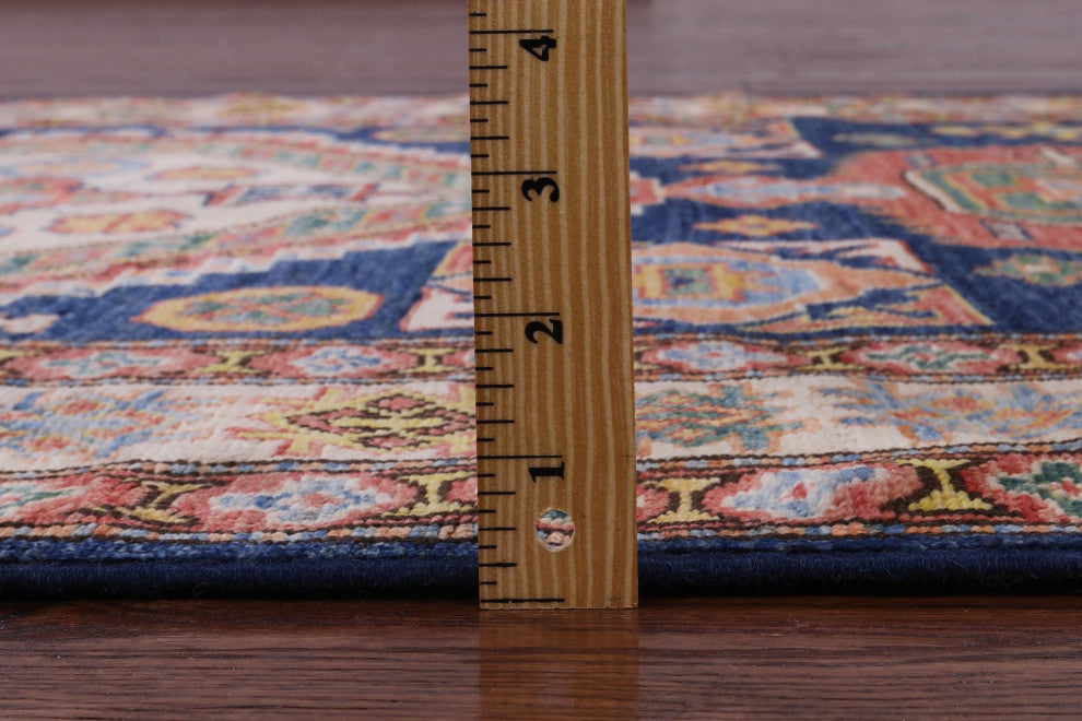 3' 11" X 5' 7" Geometric Super Kazak Handmade Rug - Q12973