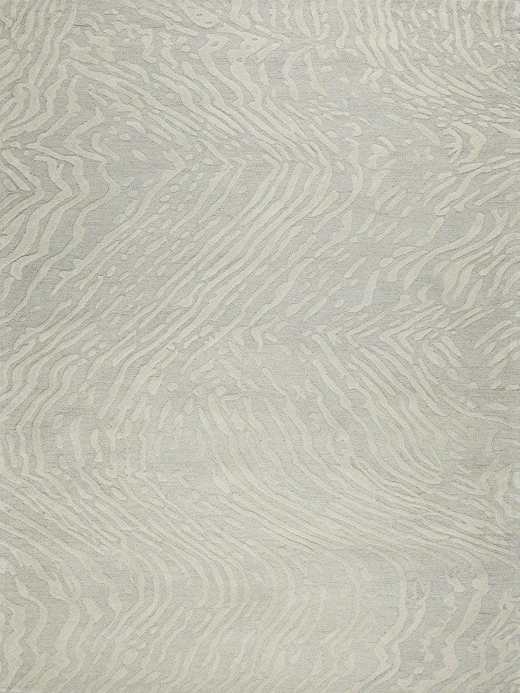 Entro Handmade New Zealand Wool Silver/Ivory Area Rug, 12'x15'
