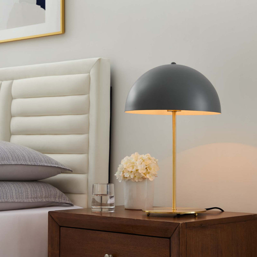 Ideal Metal Table Lamp, Gray Satin Brass