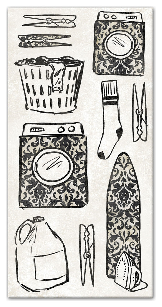 Laundry Essentials Sketch Canvas Wall Art, 10x20
