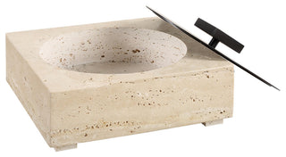 Uttermost 18196 Natural Luxe 4-1/2" Tall Iron and Travertine - Oil Rubbed