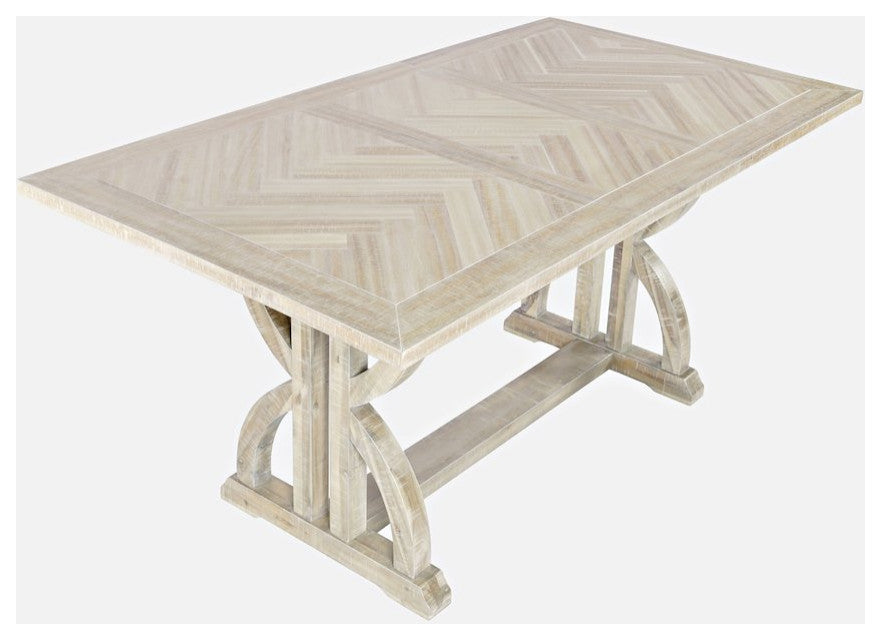 Fairview Transitional Herringbone Distressed Acacia Extension 78 Dining Table