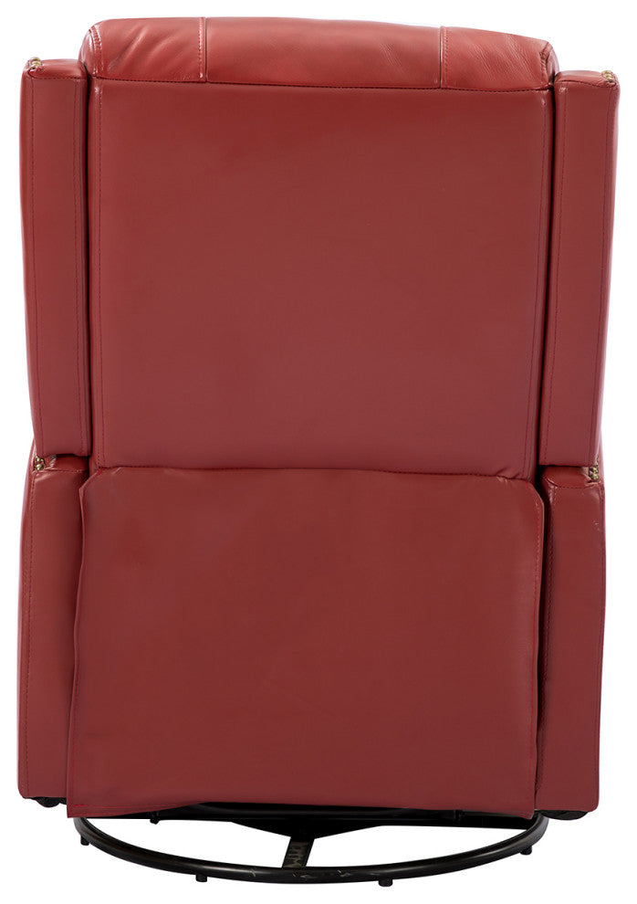 Genuine Leather Manual Swivel Recliner, Red