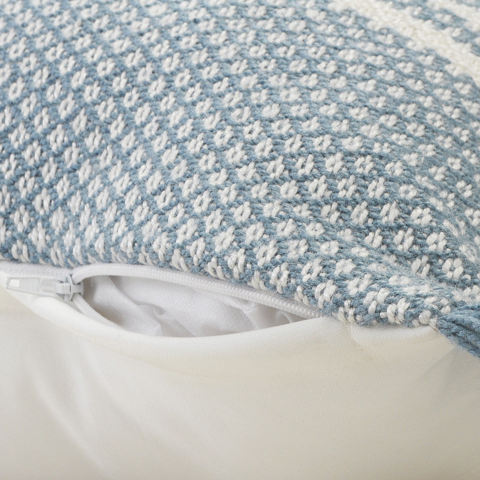Centered Stripes Woven Throw Pillow with Fringe