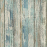 Blue Distressed Wood Peel and Stick Wallpaper