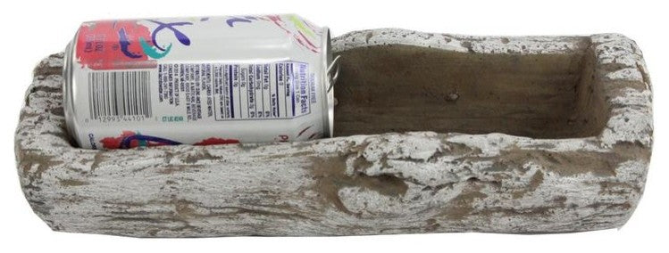 Admired By Nature Cement Rustic White Tree Log Succulents Cactus Planter, 12"