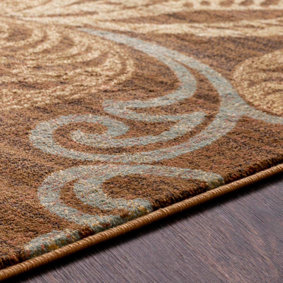 Surya Riley RLY-5022 6'7"x9'6" Rug, Dark Brown/Pear/Medium Gray/Black/Tan/Camel