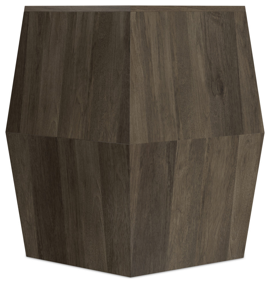 Terry Solid Mango Wood Side Table, Natural, Ash Grey