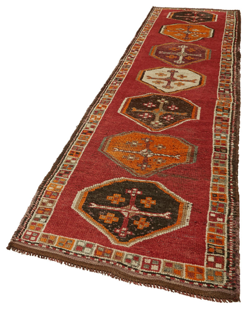 Rug N Carpet - Handmade Oriental 3' 2" x 12' 4" Tribal Runner Rug