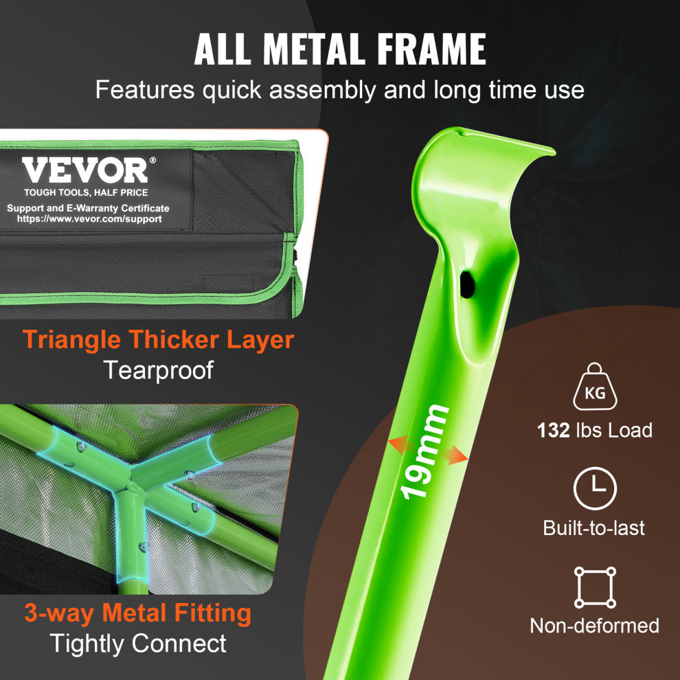 VEVOR Grow Tent 120 x 120 x 80in Indoor Growing Tent Hydroponic Window Door Tray