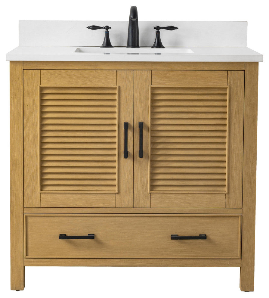 Estate Double Sink Bathroom Vanity Modular Set, Oak, 36", Single Sink