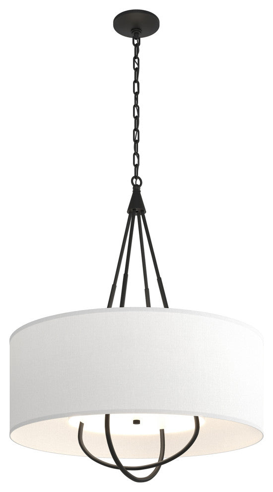 Loop Pendant, Black Finish, Black Accents, Natural Anna Shade