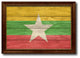 Myanmar Country Textured Flag Print With Brown Gold Frame, 15"X21"