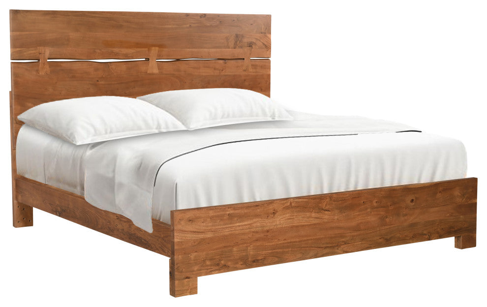 Lydia Live Edge Solid Wood Panel Bed, King, 56" H