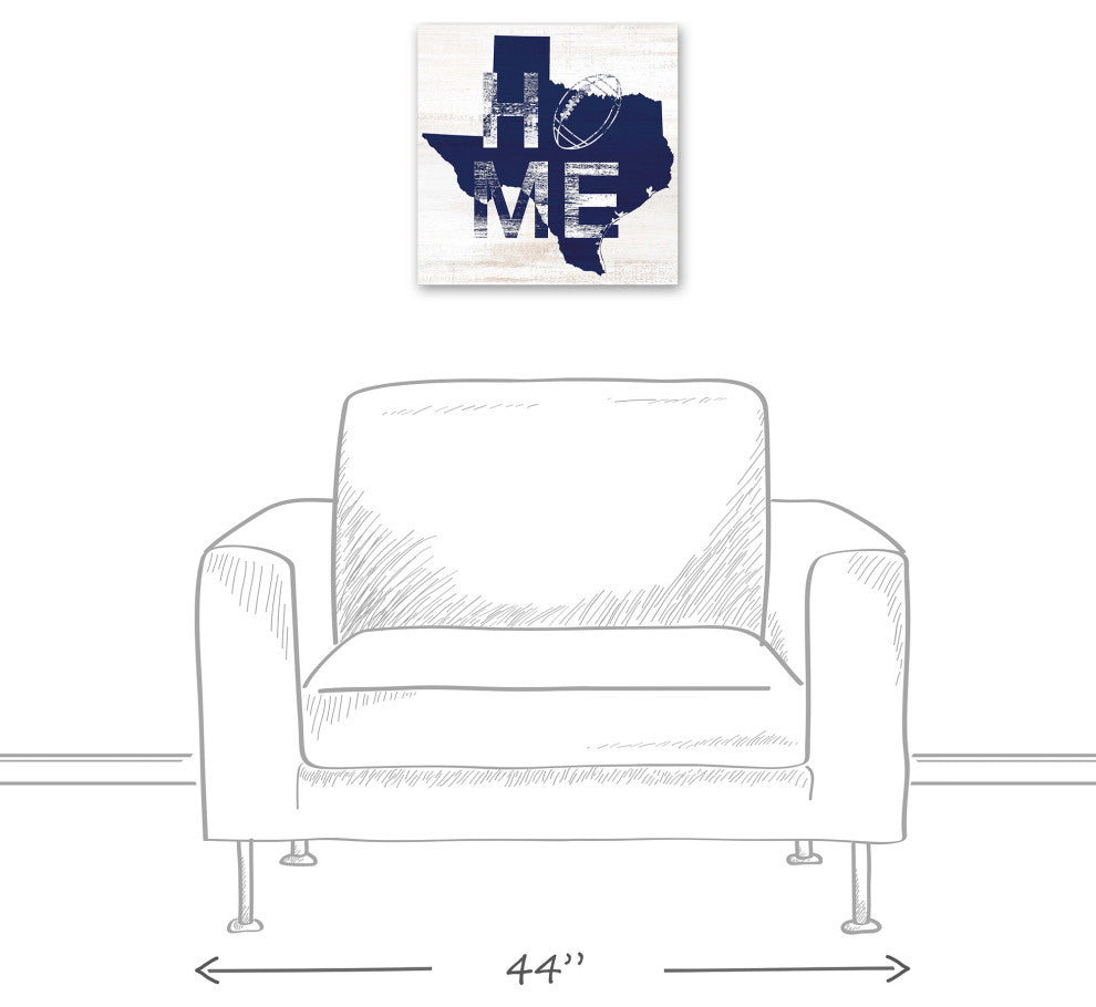 Texas Football State Pride 16x16 Canvas Wall Art, White/Navy