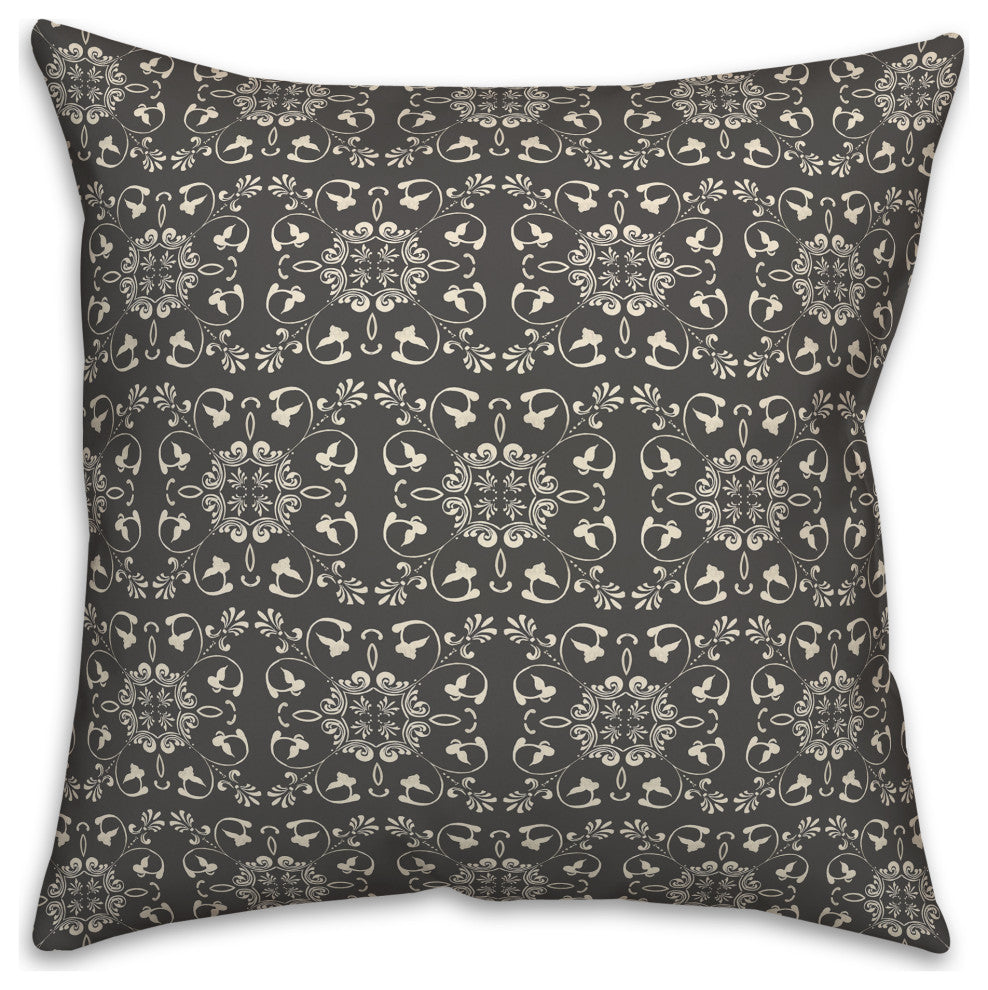 Charcoal Medallion Pattern 18x18 Spun Poly Pillow