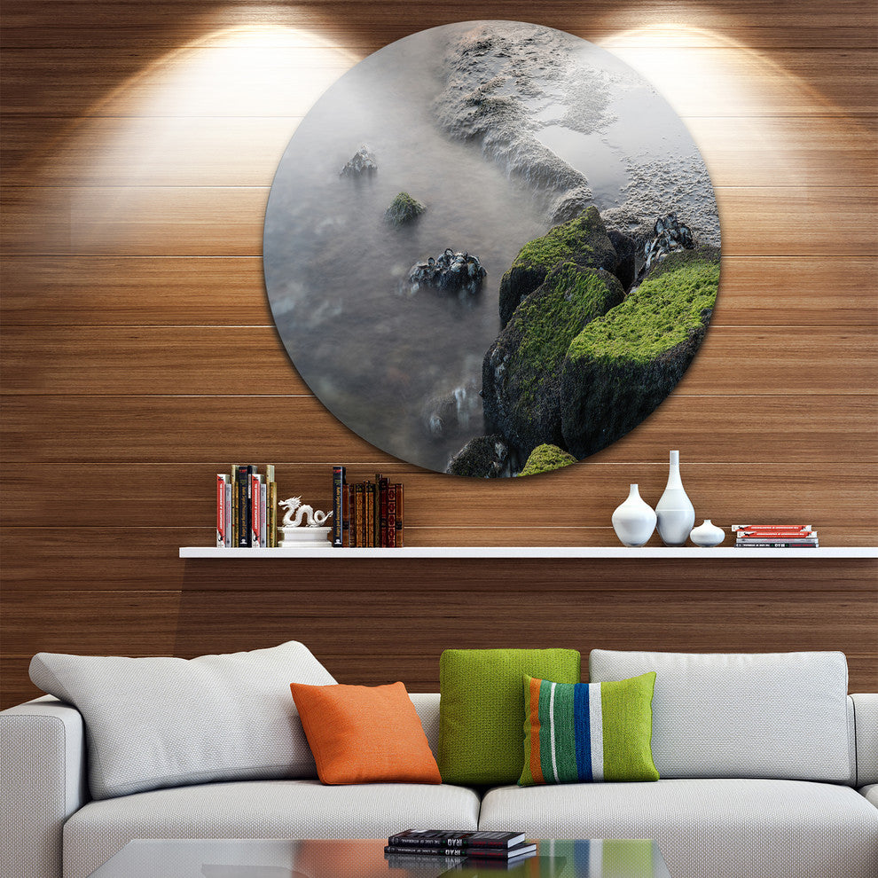 Green Rocks In Beautiful Sydney Coastline, Seashore Disc Artwork, 23"