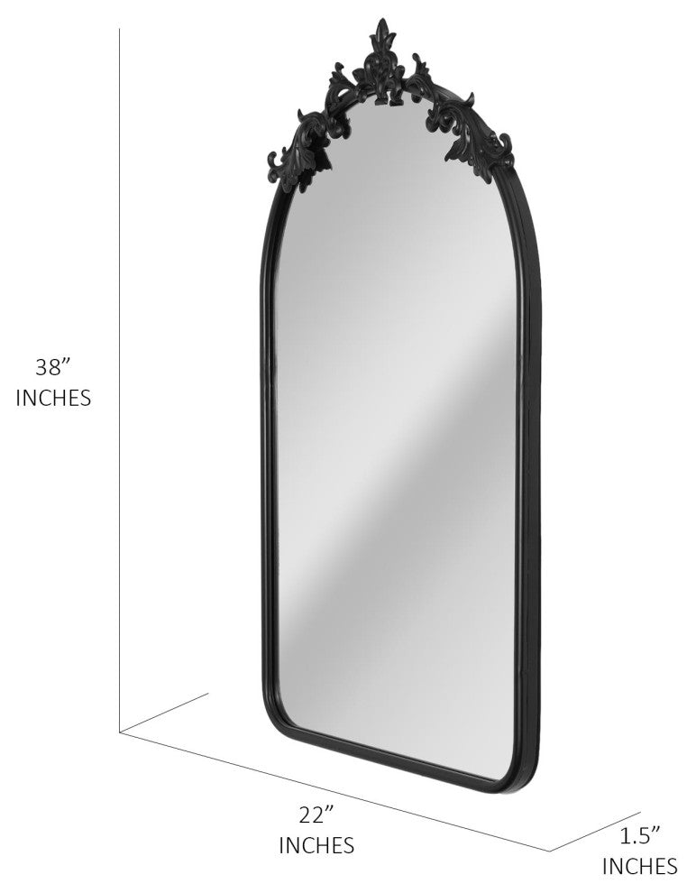 Head West Arch Black Ornate Metal Accent Wall Mirror
