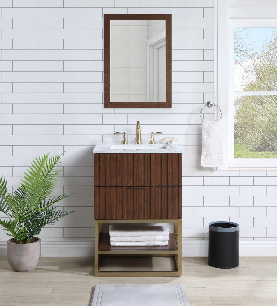 Monad Bathroom Vanity, Walnut, 24" Wide