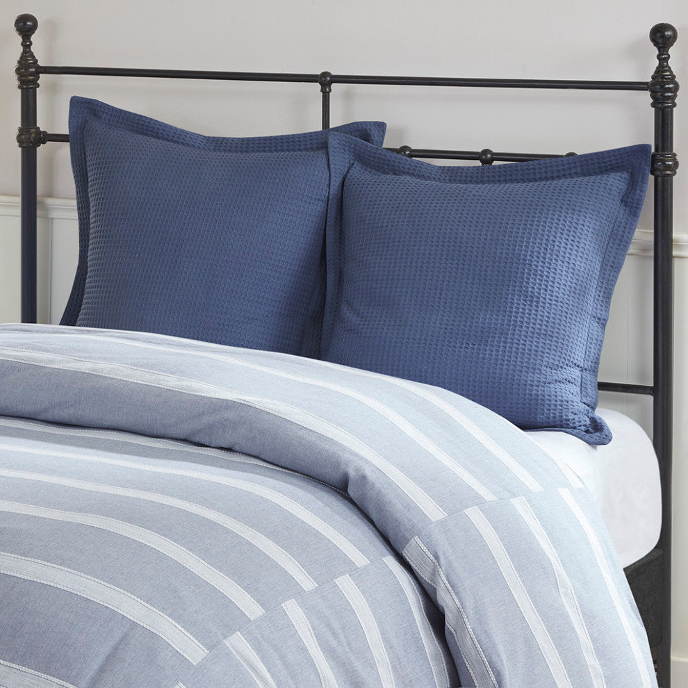 Madison Park Signature Noble Blue Oversized Duvet Cover Set w Removable Insert