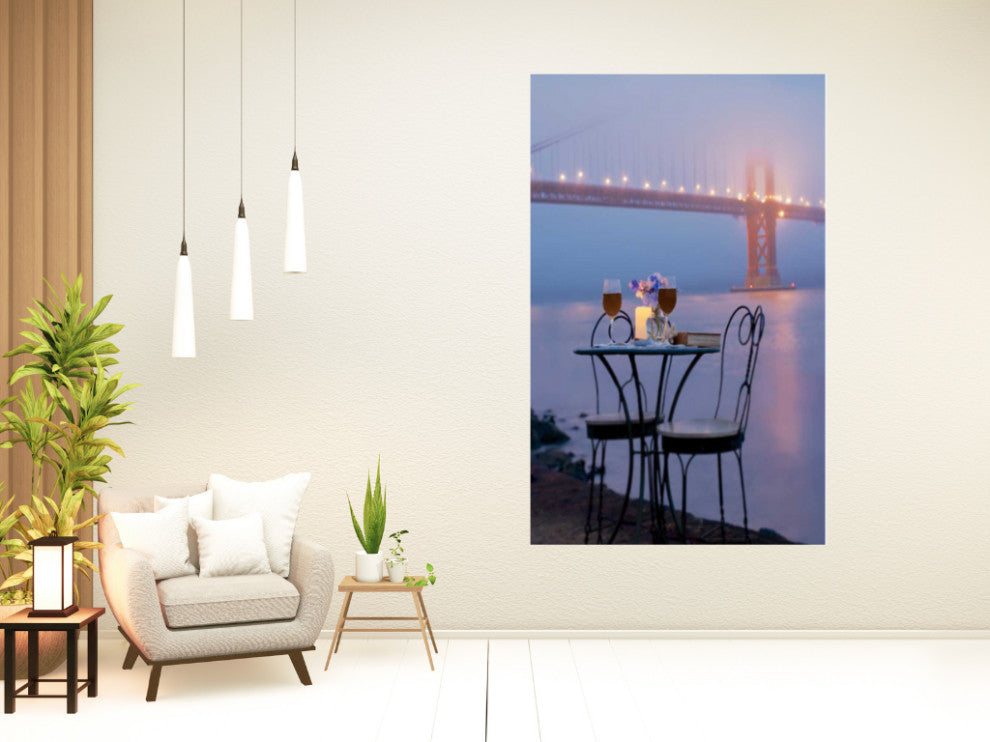Rectangle Bistro Caf" Golden Gate Bridge 1 Giclee Wrap Canvas Wall Art