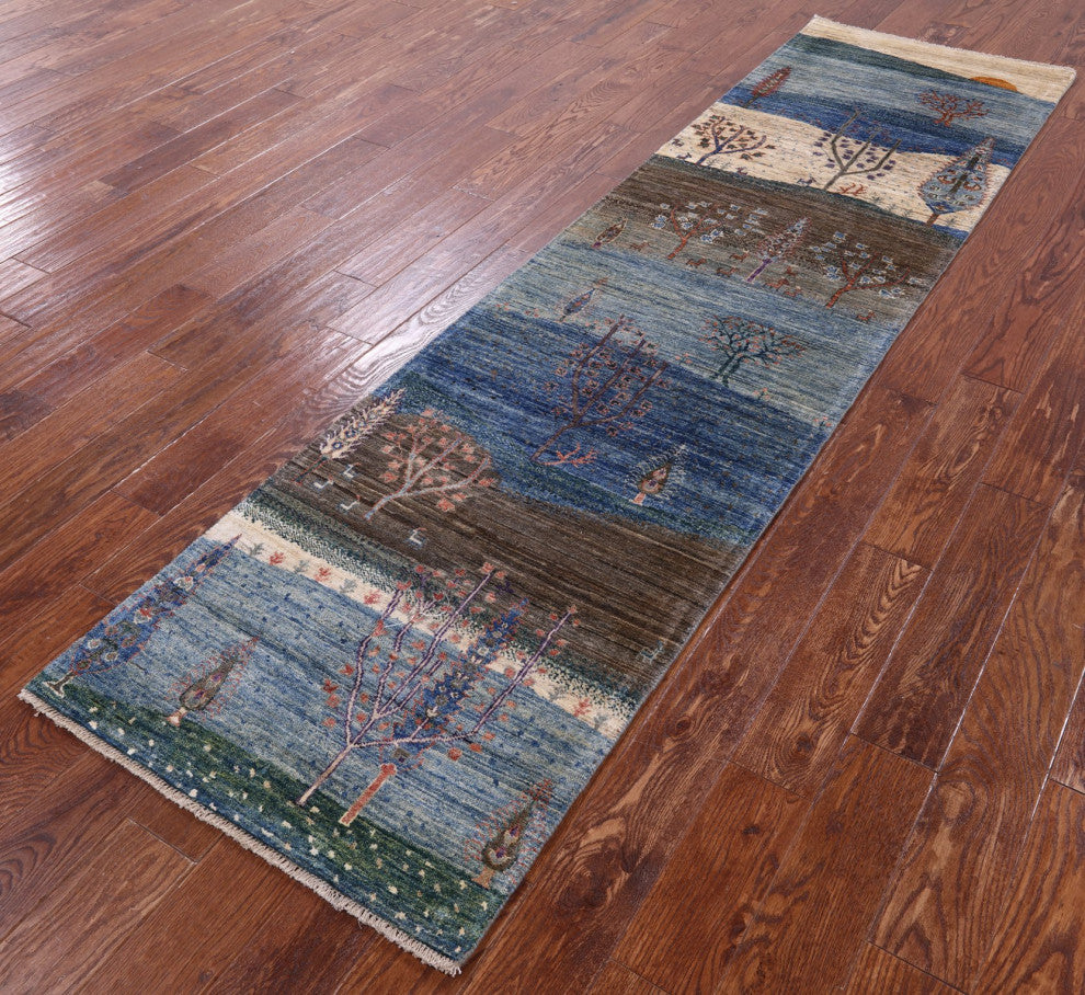 Runner Tribal Persian Gabbeh Hand Knotted Rug 2' 7" X 9' 9" Q9807