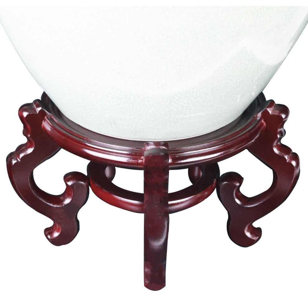 Oriental Porcelain Fish Bowl Stand, 15.5"