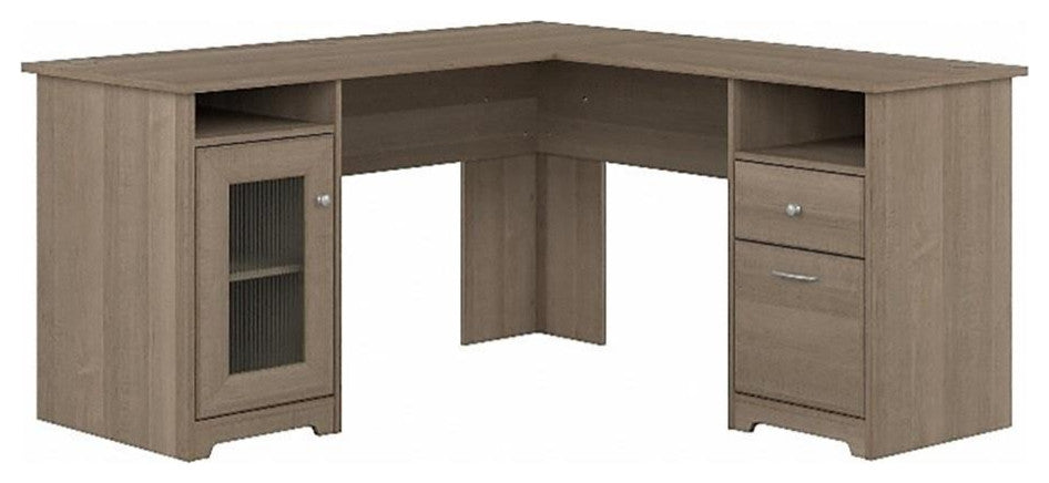 Scranton & Co 60" Traditional Engineered Wood L Shaped Computer Desk in Ash Gray