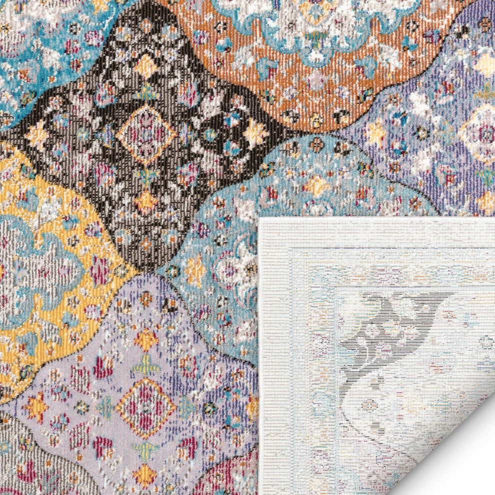 Bleecker St Gaia Multi Bohemian Vintage Floral Border Rug, 2''7"x9''6" Runner