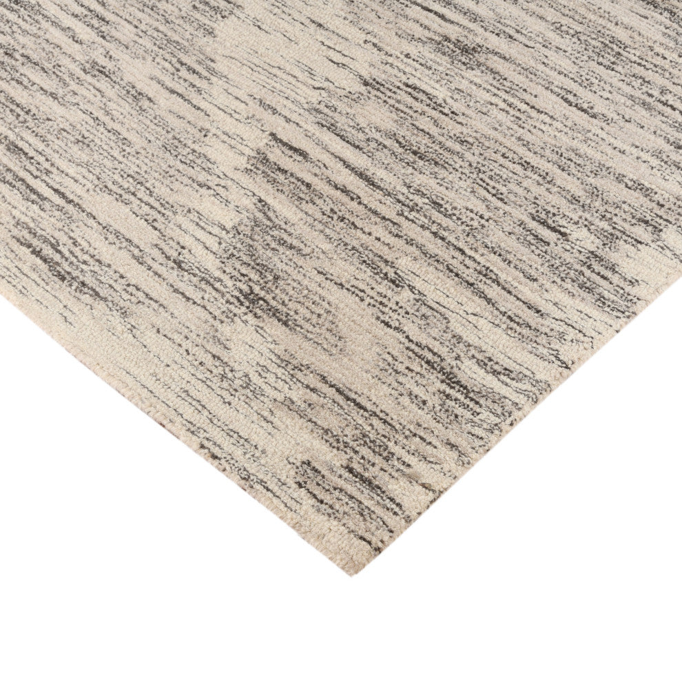 Mexico Abstract Ivory Charcoal Hand-Hooked Area Rug 8' x 10'