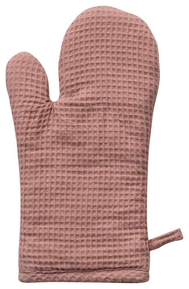 Woven Linen and Cotton Waffle Hot Pad Mitt, Putty