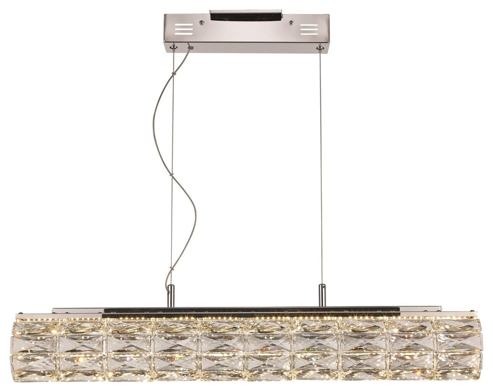 1 Light Pendant in Polished Chrome with Crystal Glass