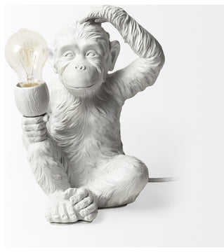 White Whimsical Monkey Table or Desk Lamp
