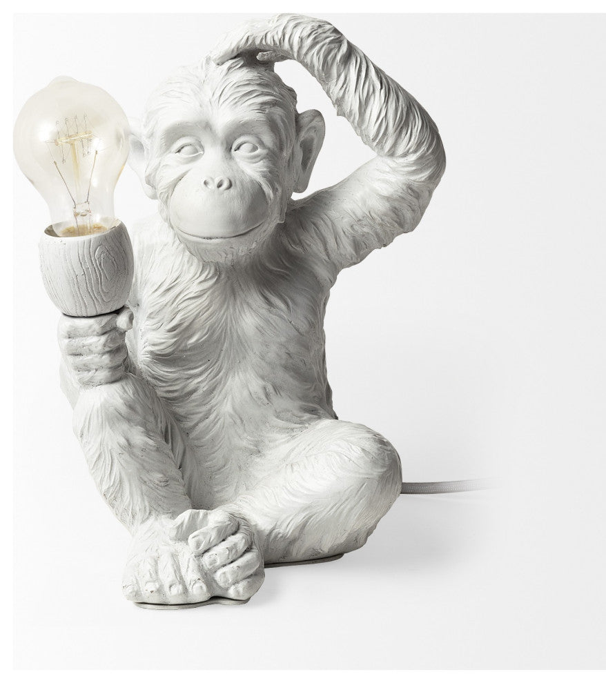 White Whimsical Monkey Table or Desk Lamp