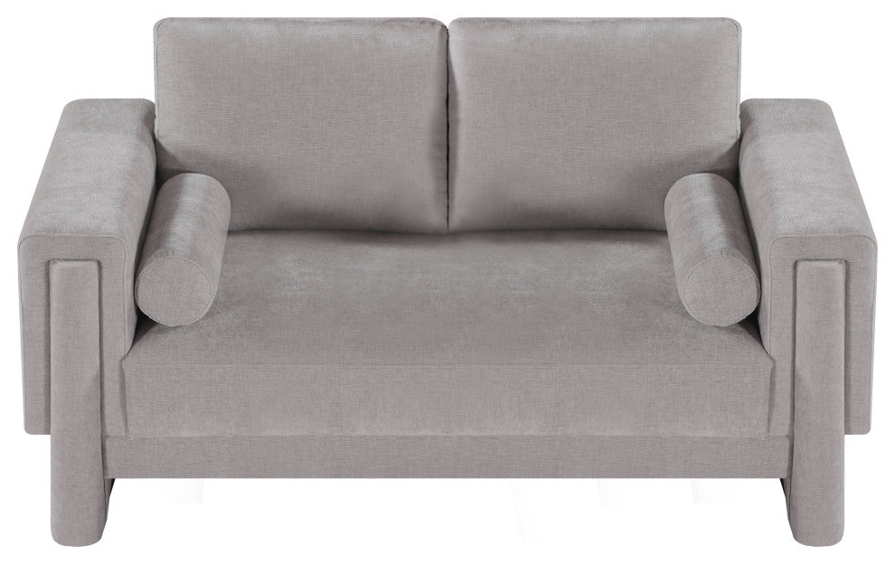 Madeline Chenille Fabric Upholstered Chair, Grey, Loveseat