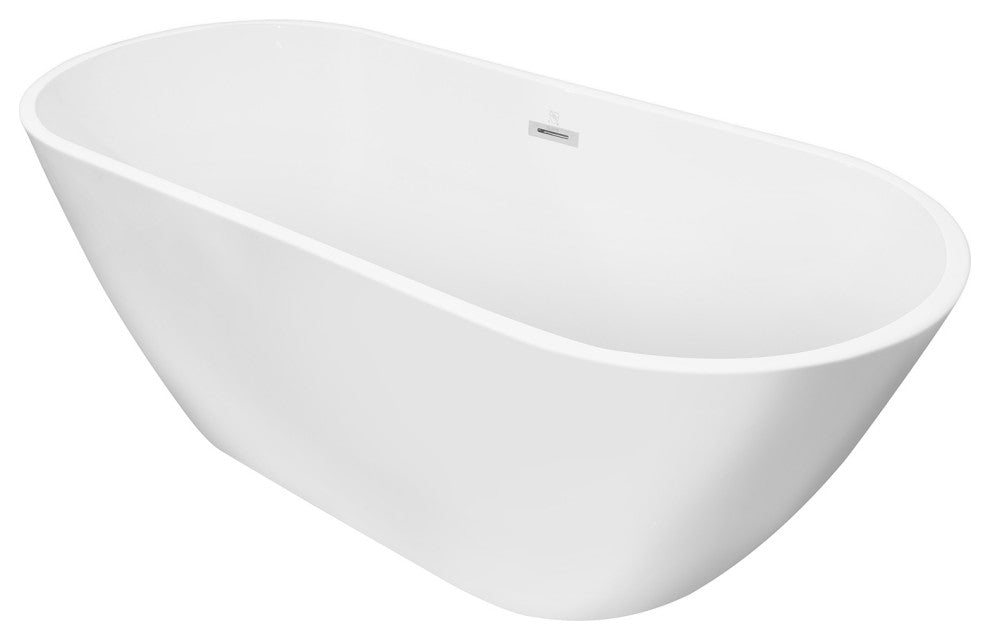 Acrylic Freestanding Soaking Bathtub in White, 67"29"