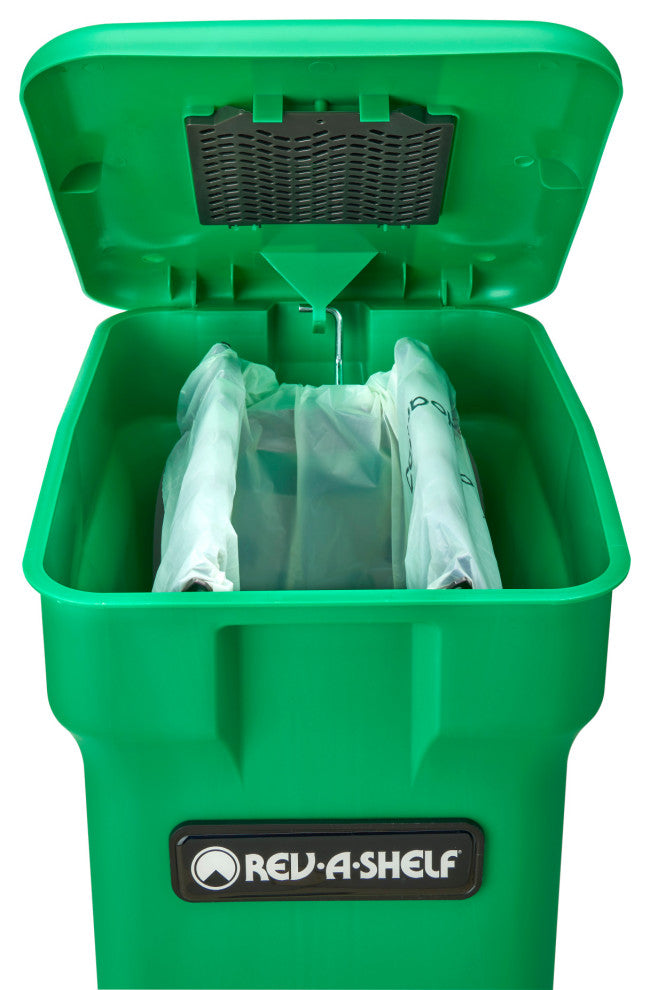 Wood Pull Out Trash/Compost Bin With Soft Close, Black, 15Wx21.75Dx20.38"H