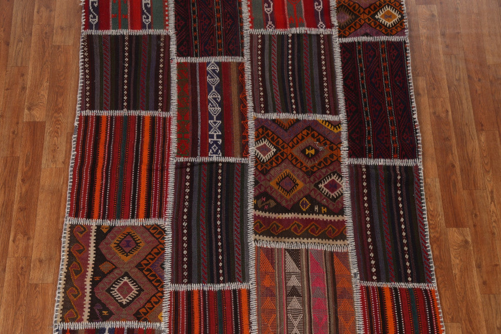 Tribal Patchwork Oriental Area Rug Hand-tufted Wool Carpet 4x6