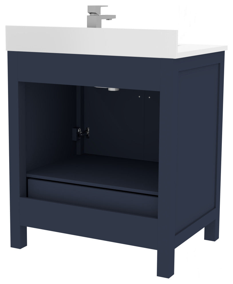 Rooh Bathroom Vanity, Navy Blue, 30", Vanity, Countertop, Sink