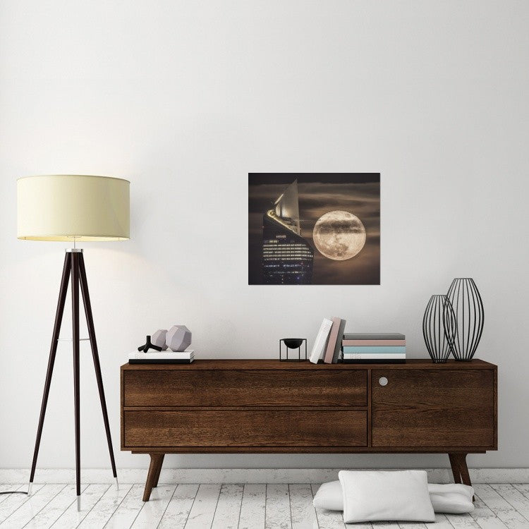 "Handling The Supermoon" Stretched Canvas Giclee by Faisal Alnomas, 30x26"