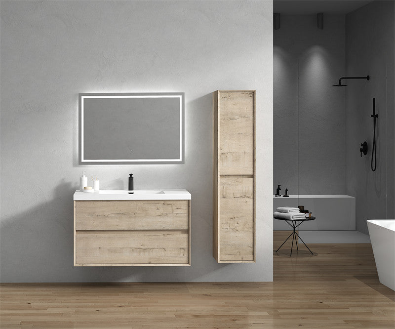 Ashley 42'' Floating Vanity, Acrylic Top, Light White Oak
